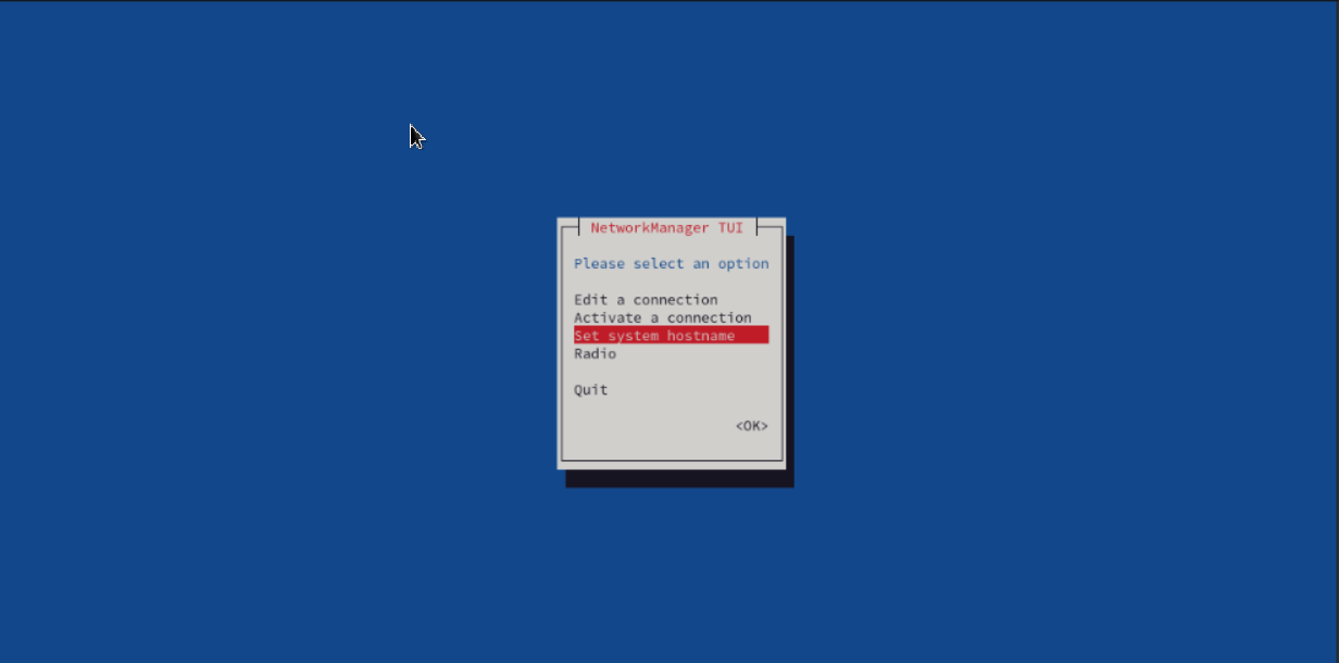 nmtui edit hostname
